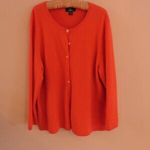 Lands’ End 100% Cashmere Cardigan Sweater Coral Plus Size 2X